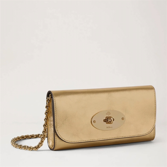Mulberry Lily Chain Wallet Metallic Leather Somerset Gold